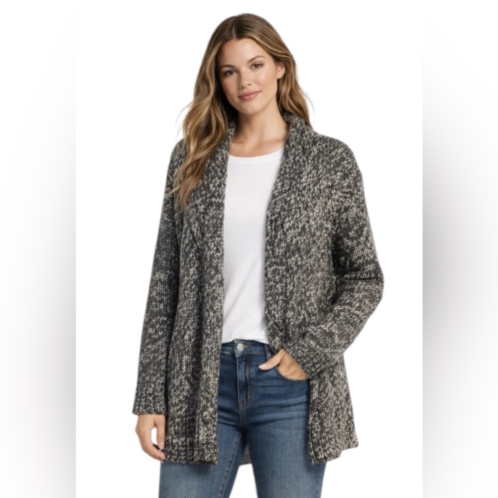 Berretti Made in Italy Chunky Knit Cardigan Small Wool Blend Open Front Sweater